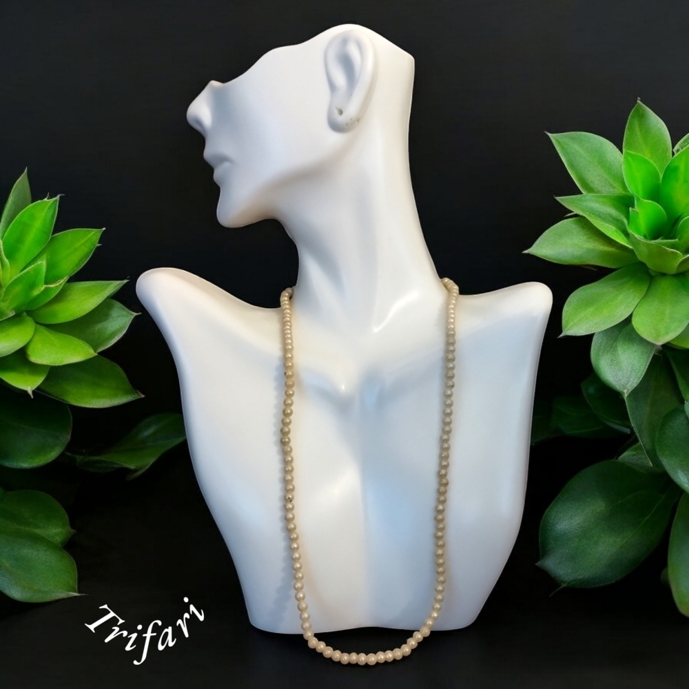 Vtg. Trifari Faux Champagne Pearl Necklace